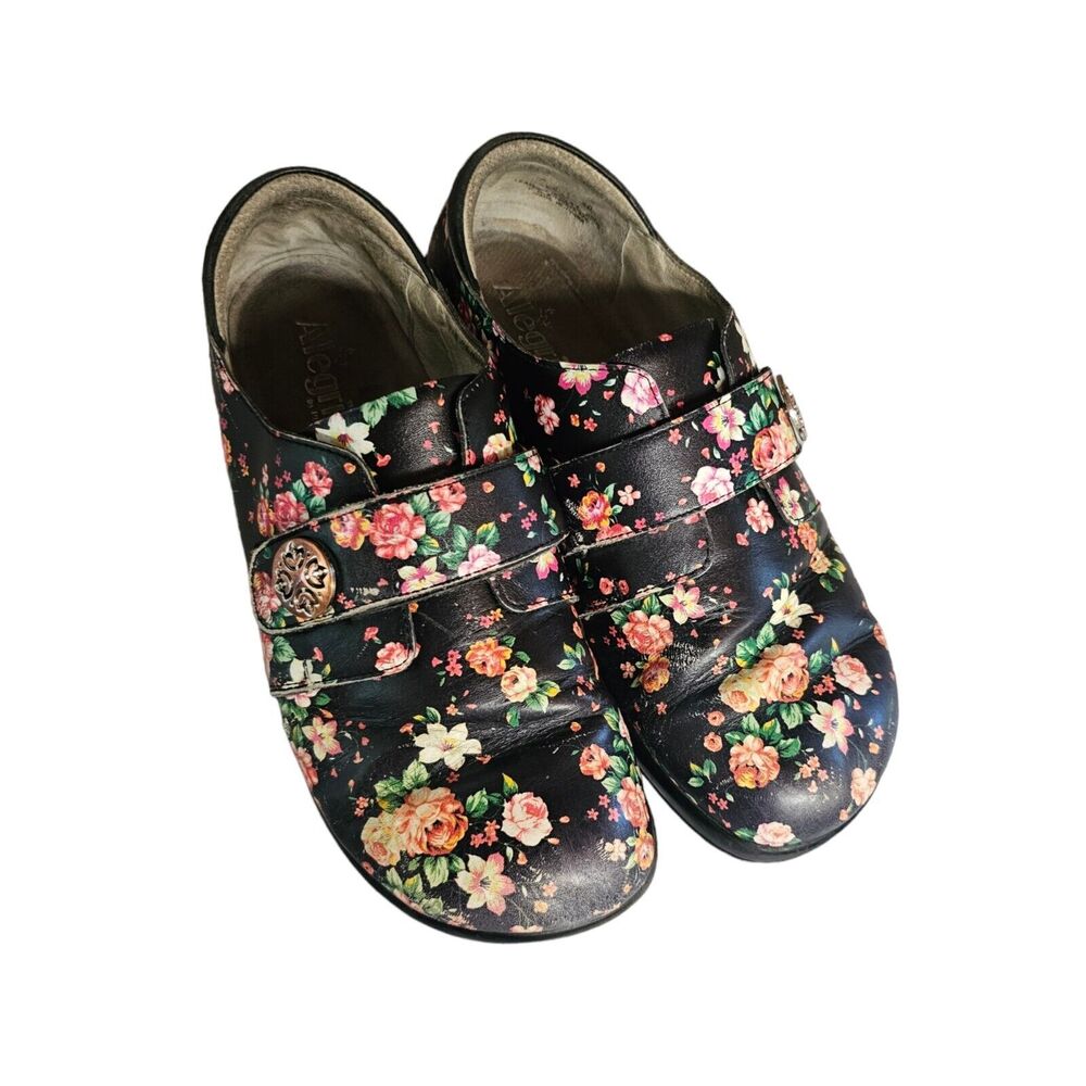 ALEGRIA Clogs Shoes‎ Floral With Buckle 40 Size 9.5-10